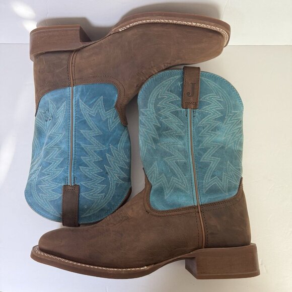 Justin‎ Big Bucks 11” Western Square Toe Walnut Boots Men Size 12D NEW Vibram - Picture 8 of 14